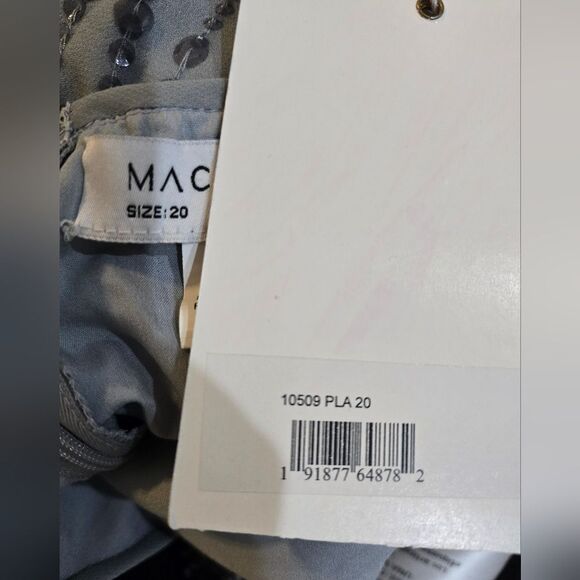Mac Duggal 10509 Sleeveless Beaded Midi Sheath Cocktail Dress NWT sz 20 gray - Picture 7 of 7